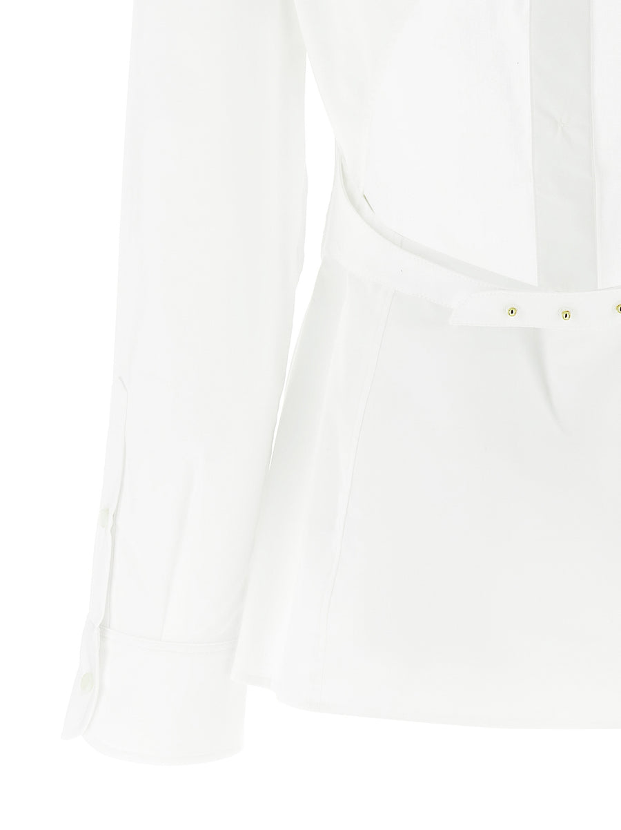 Jacquemus Chemise De Costume Shirt Luxury White Cotton Elastane For Women Back Cutout Tailored Workwear