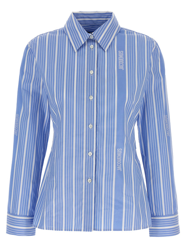 Jacquemus Costume Shirt For Women, Premium Cotton Poplin, Back Cutout With Adjustable Strap, Jacquard Logo