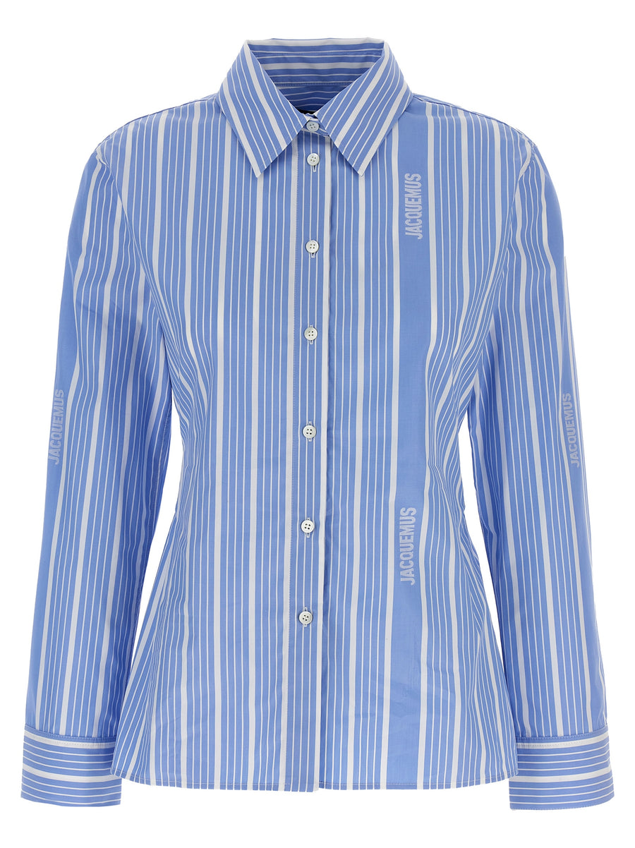 Jacquemus Costume Shirt For Women, Premium Cotton Poplin, Back Cutout With Adjustable Strap, Jacquard Logo