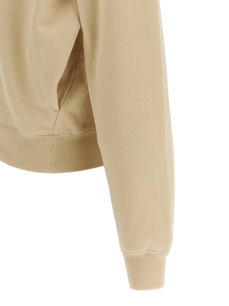 Jacquemus Le Hoodie Grip Gros Grain Zip Hoodie Beige 100 Percent Cotton