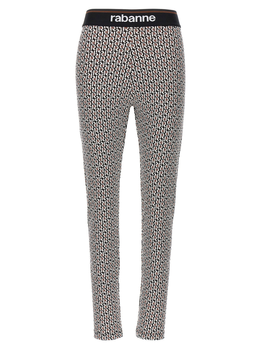 Paco Rabanne Monogram Leggings for Women Couture Inspired Allover Monogram Print Stretch Comfort True to Size