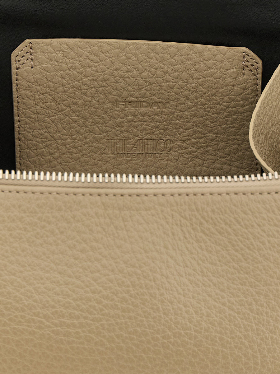 The Attico Friday Mini Handbag Beige Bos Taurus Leather With Double Zip