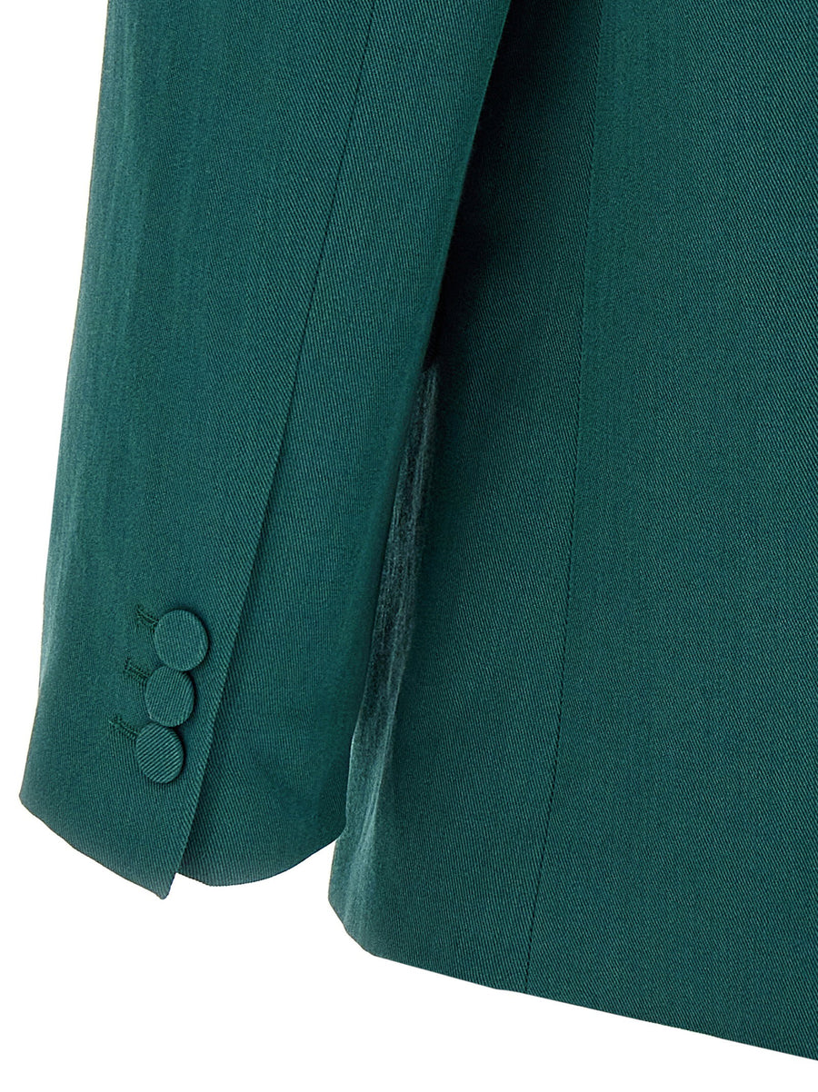 Dries Van Noten Birdy Blazer For Women Green Wool Blend With Mirror Lapels Tailored Desk To Dinner