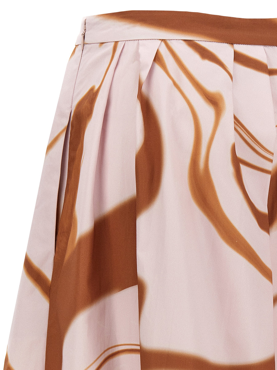 Dries Van Noten Soni Midi Skirt Multicolor Cotton Poplin With Front Back Pleats Pockets Side Zip For Women SS25