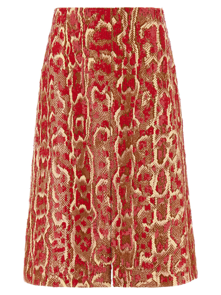 Dries Van Noten Shera Bis Skirt Luxe Multicolor Sequined Midi With Snake Print For Fashion Forward Women