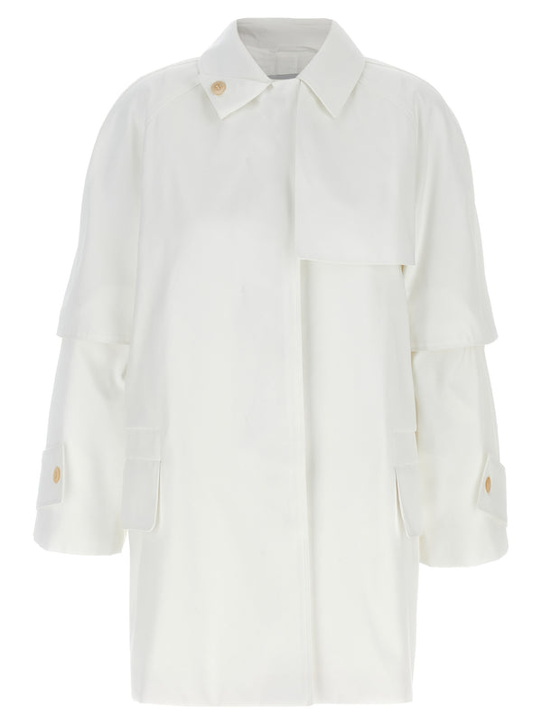 Max Mara Baba Trench Coat White Waterproof Cotton Gabardine For Women Short Modern Wardrobe Essential