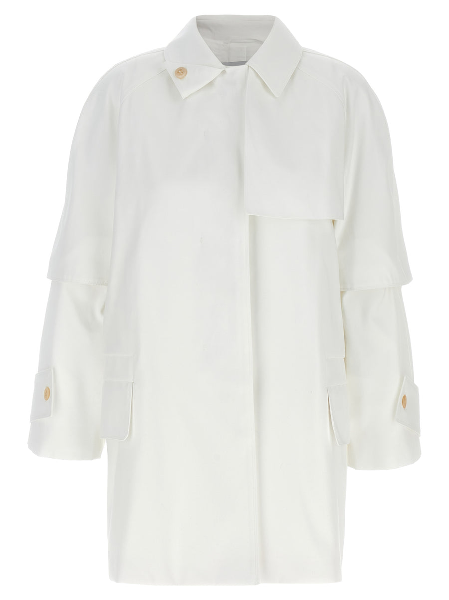 Max Mara Baba Trench Coat White Waterproof Cotton Gabardine For Women Short Modern Wardrobe Essential