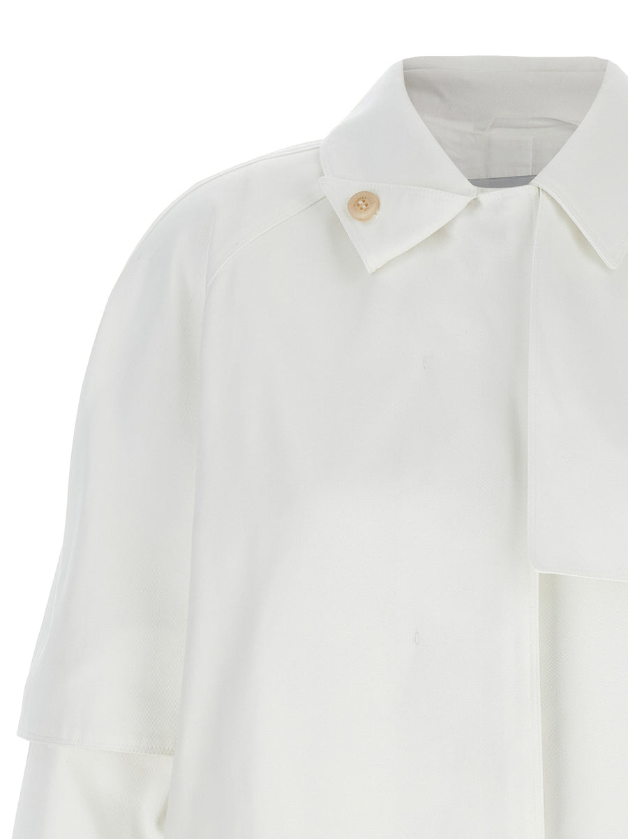 Max Mara Baba Trench Coat White Waterproof Cotton Gabardine For Women Short Modern Wardrobe Essential