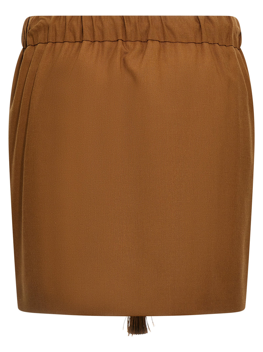 Max Mara Tabarin Skirt For Women Premium Luxury Wool Mohair Silk Blend Elastic Drawstring Waist Pockets