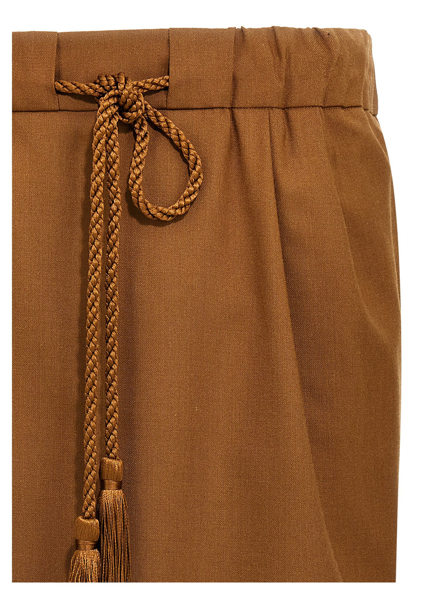 Max Mara Tabarin Skirt For Women Premium Luxury Wool Mohair Silk Blend Elastic Drawstring Waist Pockets