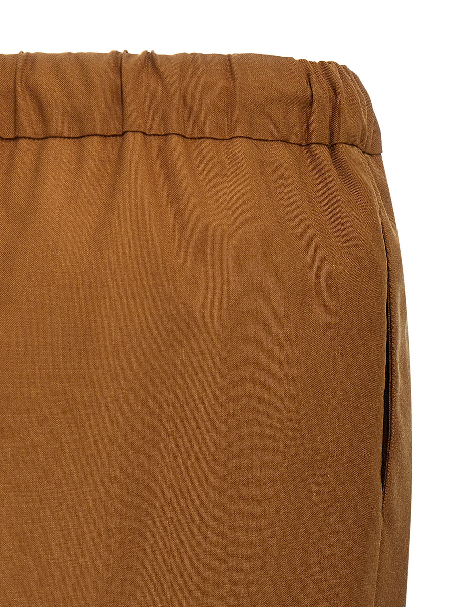 Max Mara Tabarin Skirt For Women Premium Luxury Wool Mohair Silk Blend Elastic Drawstring Waist Pockets