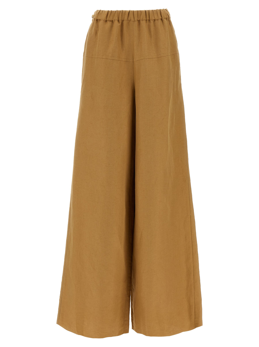 Max Mara Onore Pants Luxurious High Waist Linen Silk Blend Elastic Waistband For Women Everyday Luxury
