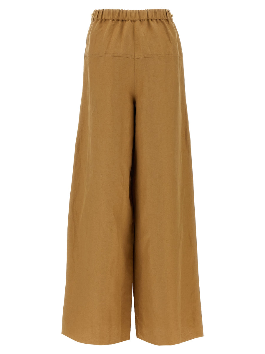 Max Mara Onore Pants Luxurious High Waist Linen Silk Blend Elastic Waistband For Women Everyday Luxury