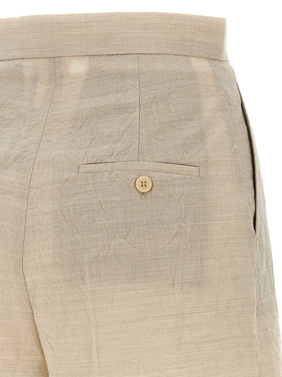 Max Mara Abisso Shorts Beige 100 Percent Virgin Wool For Women Refined Summer Tailoring