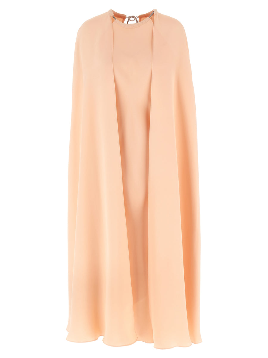 Max Mara Managua Silk Cape Dress For Women Pink Midi Sheath With Luxe Draping And Statement Cape