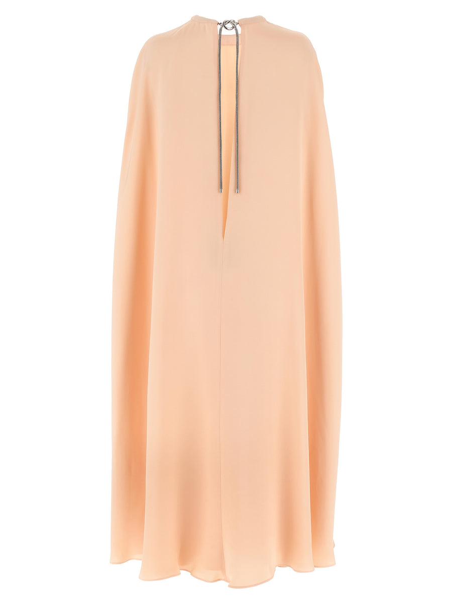 Max Mara Managua Silk Cape Dress For Women Pink Midi Sheath With Luxe Draping And Statement Cape