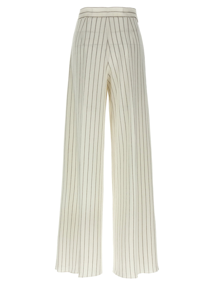Max Mara Clarion White Cotton Linen Wide Leg Pants For Women Luxe Office Ready Smart Casual