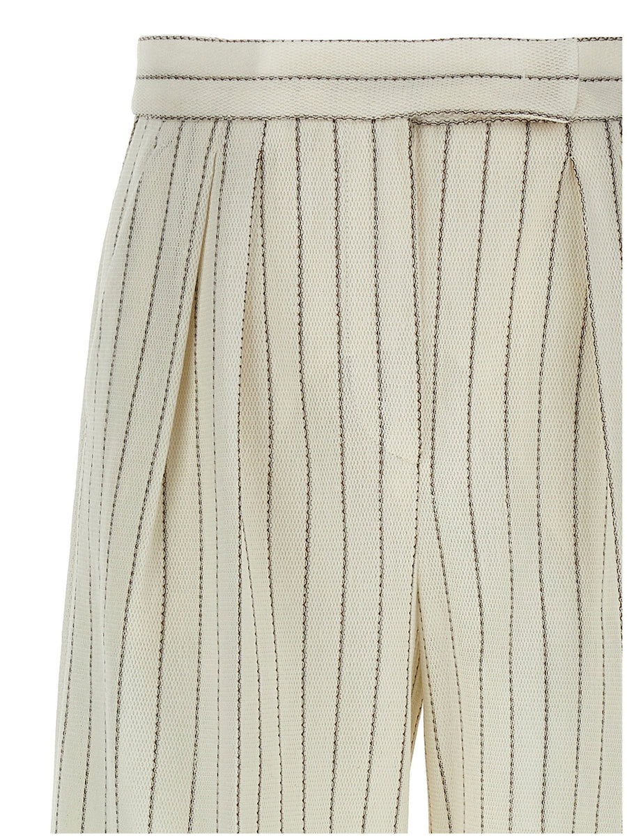 Max Mara Clarion White Cotton Linen Wide Leg Pants For Women Luxe Office Ready Smart Casual
