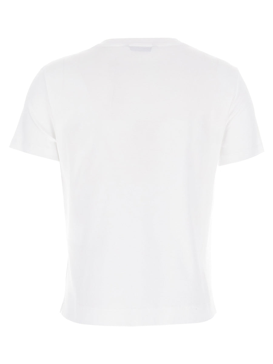 Max Mara Nerina White Cotton Crewneck T Shirt For Women With Subtle Tonal Logo Embroidery