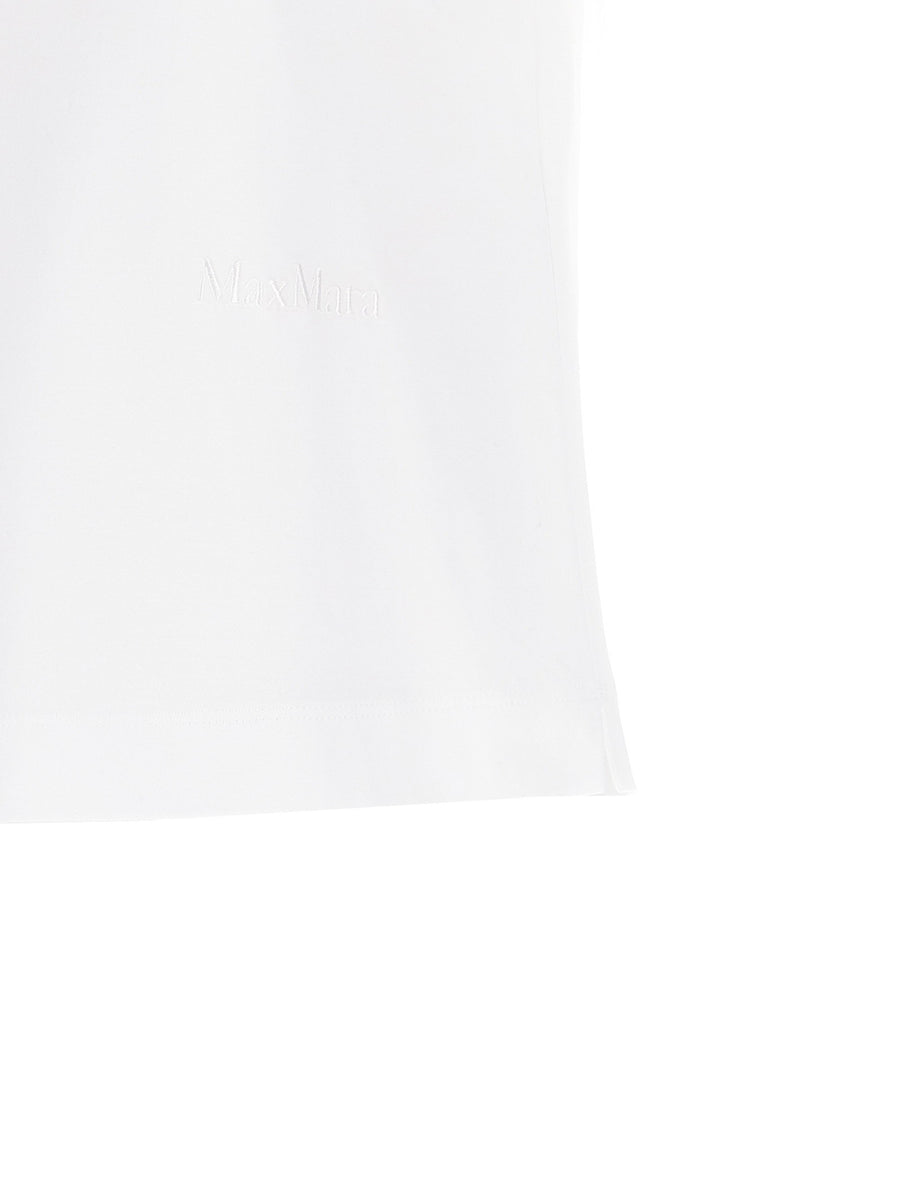 Max Mara Nerina White Cotton Crewneck T Shirt For Women With Subtle Tonal Logo Embroidery