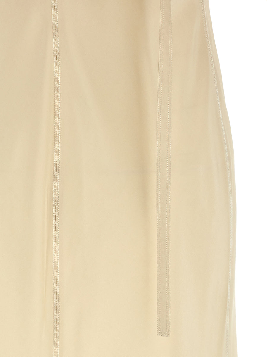 Sportmax Unione Dress For Women Beige 100 Percent Viscose Elegant Mermaid Silhouette With V Neck And Adjustable Straps