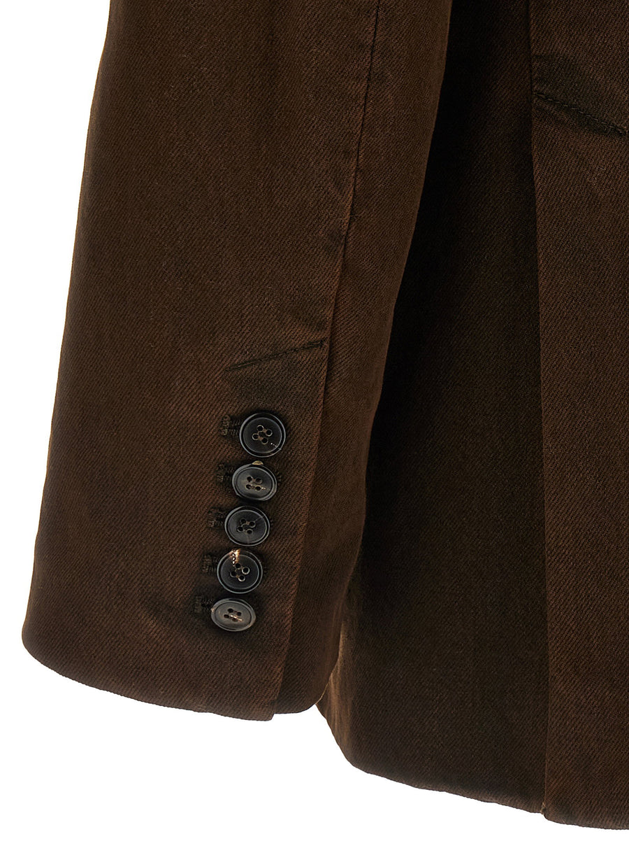 Dries Van Noten Befya Blazer For Women Double Breasted Stonewashed Cotton Denim With Velvet Lapel Luxurious Versatile