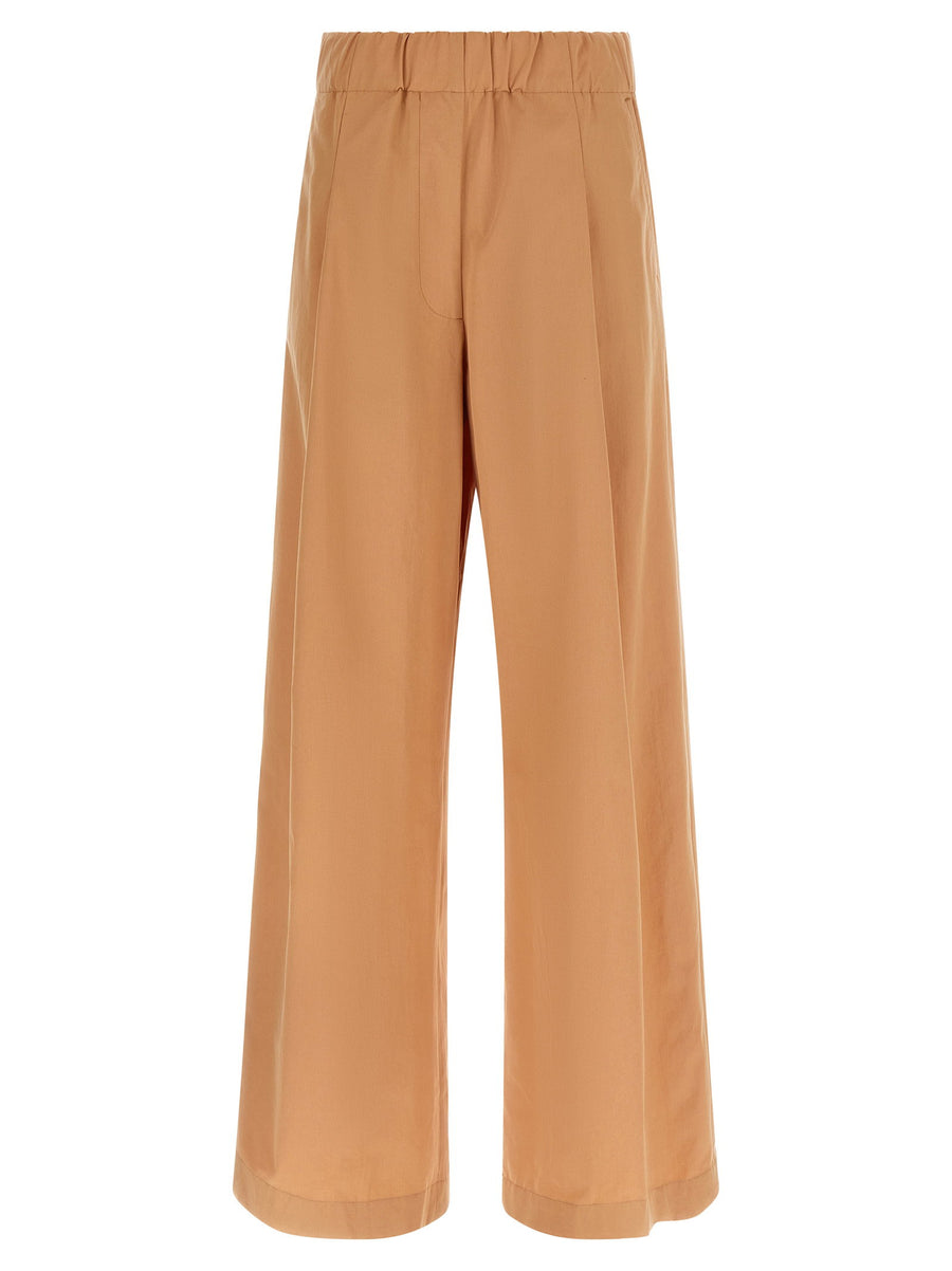 Dries Van Noten Pila Pants Luxurious Pink 100% Cotton High Waist Wide Leg Trousers For Women