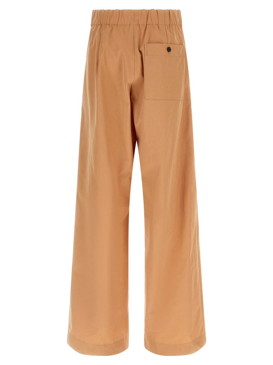 Dries Van Noten Pila Pants Luxurious Pink 100% Cotton High Waist Wide Leg Trousers For Women