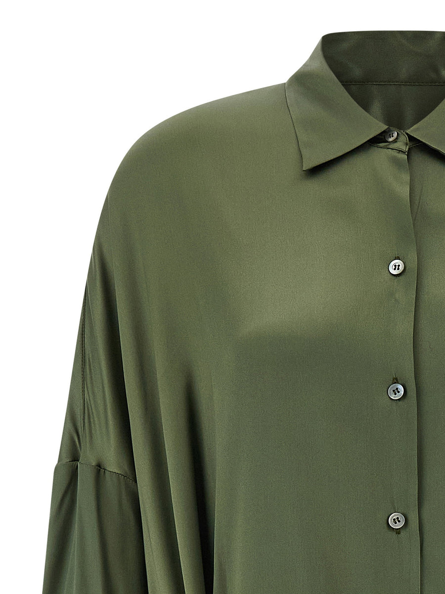 Dries Van Noten Dinidia Dress Silk Satin Green With Adjustable Waist Tailored Fit For Women