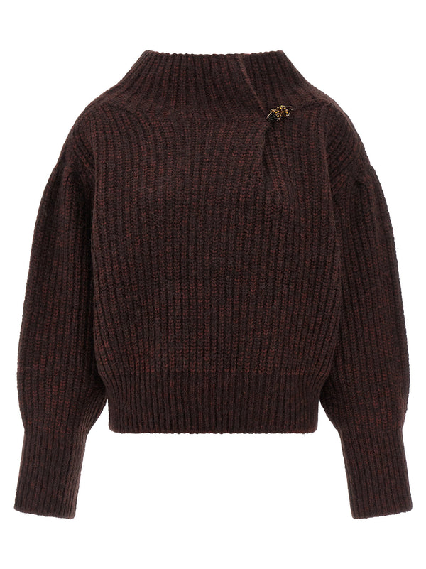 Dries Van Noten Teubina Sweater Two Tone Wool Alpaca Knit With Jewel Pleat Details For Women With Warmth
