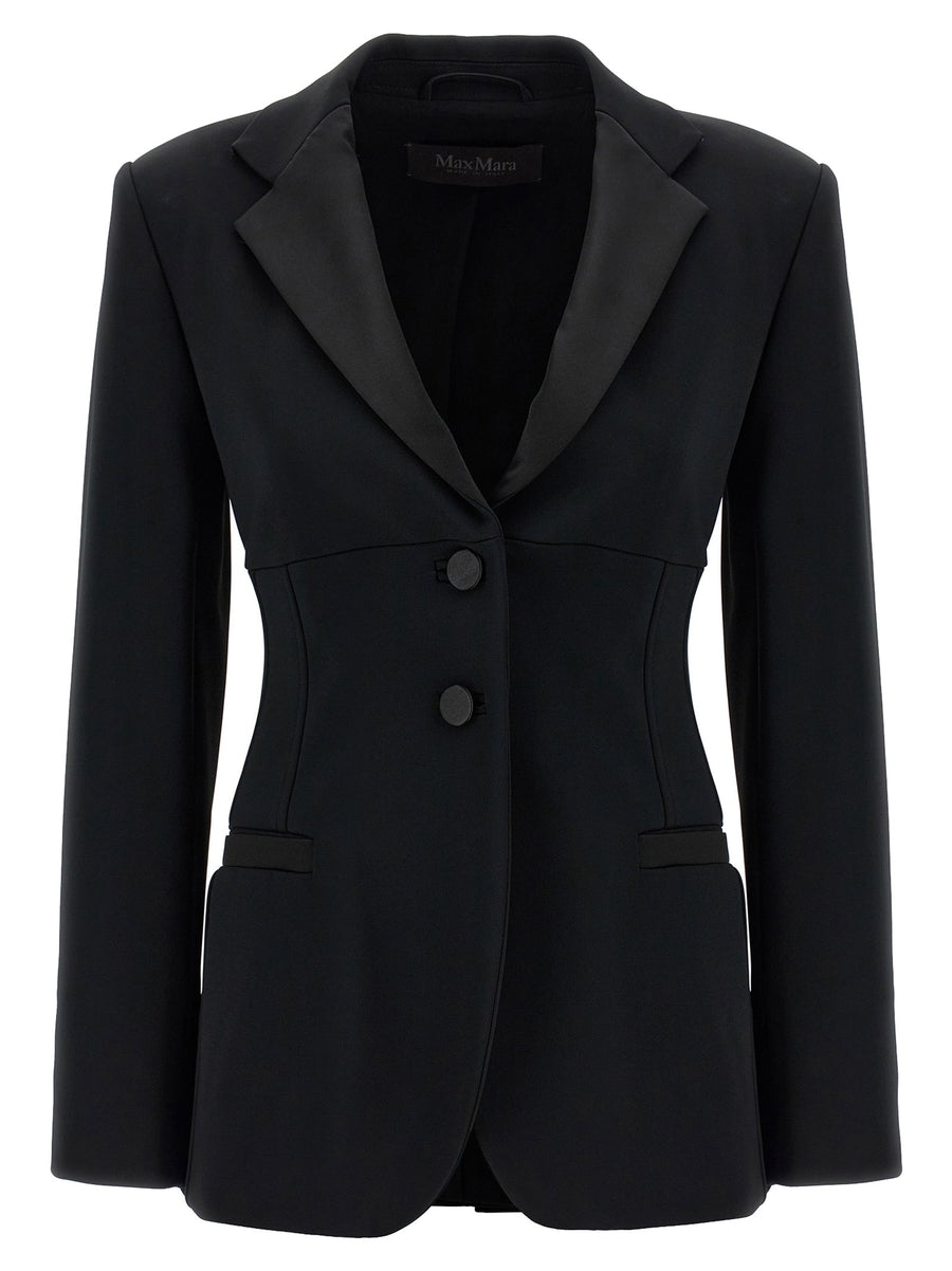 Max Mara Oreste Blazer For Women Satin Detailing Stretch Viscose Blend Versatile Elegant Workwear