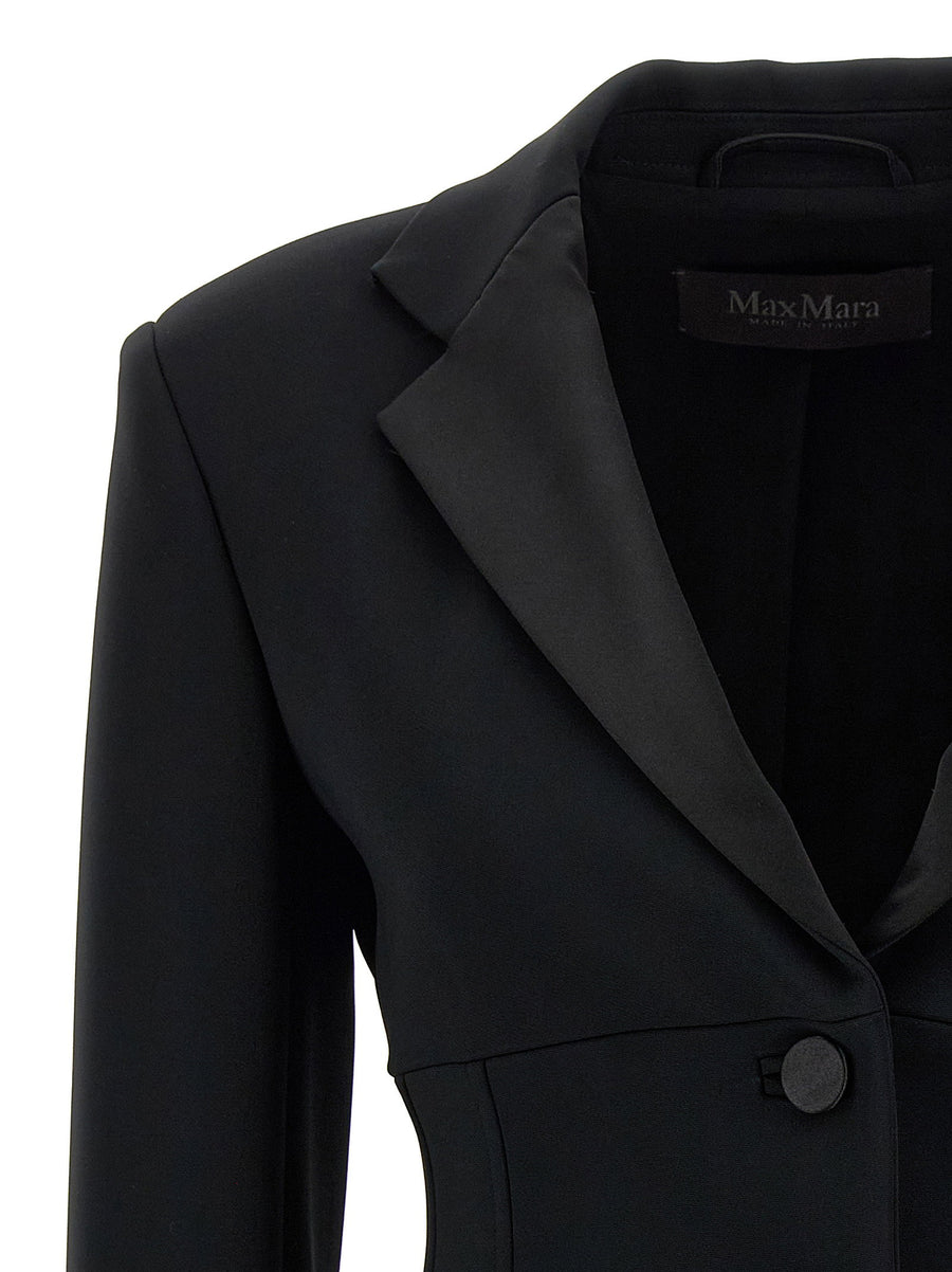 Max Mara Oreste Blazer For Women Satin Detailing Stretch Viscose Blend Versatile Elegant Workwear