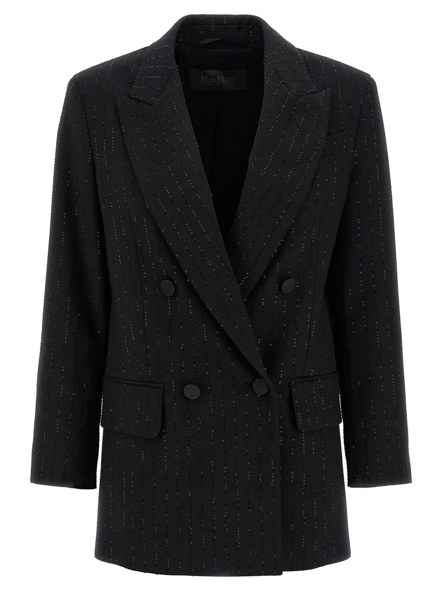 Max Mara Appia Blazer Double Breasted Wool With Subtle Micro Sequins For Modern Women Effortless Office To Evening