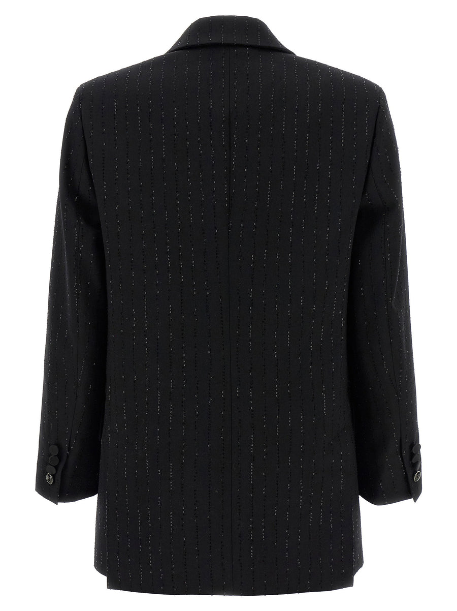 Max Mara Appia Blazer Double Breasted Wool With Subtle Micro Sequins For Modern Women Effortless Office To Evening