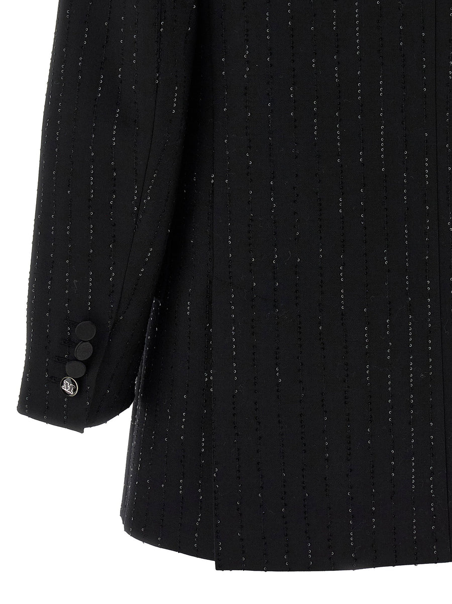 Max Mara Appia Blazer Double Breasted Wool With Subtle Micro Sequins For Modern Women Effortless Office To Evening