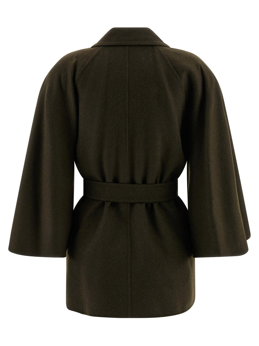 Max Mara Verna Green Camel Wool Coat Double Breasted Robe Style