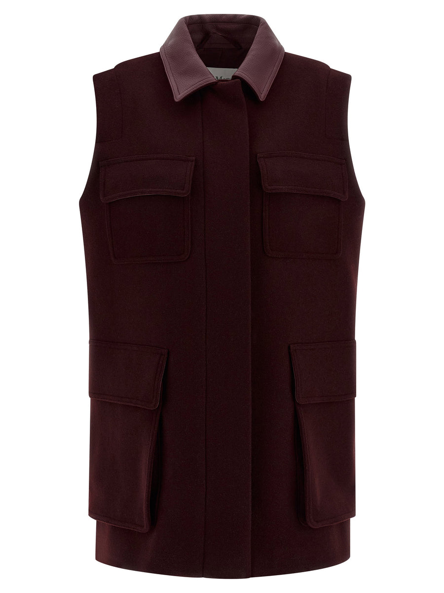 Max Mara Aeroso1234 Vest for Women Luxurious Double Wool Blend Warmth and Sleek Silhouette in Bordeaux