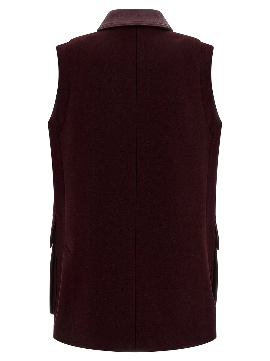 Max Mara Aeroso1234 Vest for Women Luxurious Double Wool Blend Warmth and Sleek Silhouette in Bordeaux