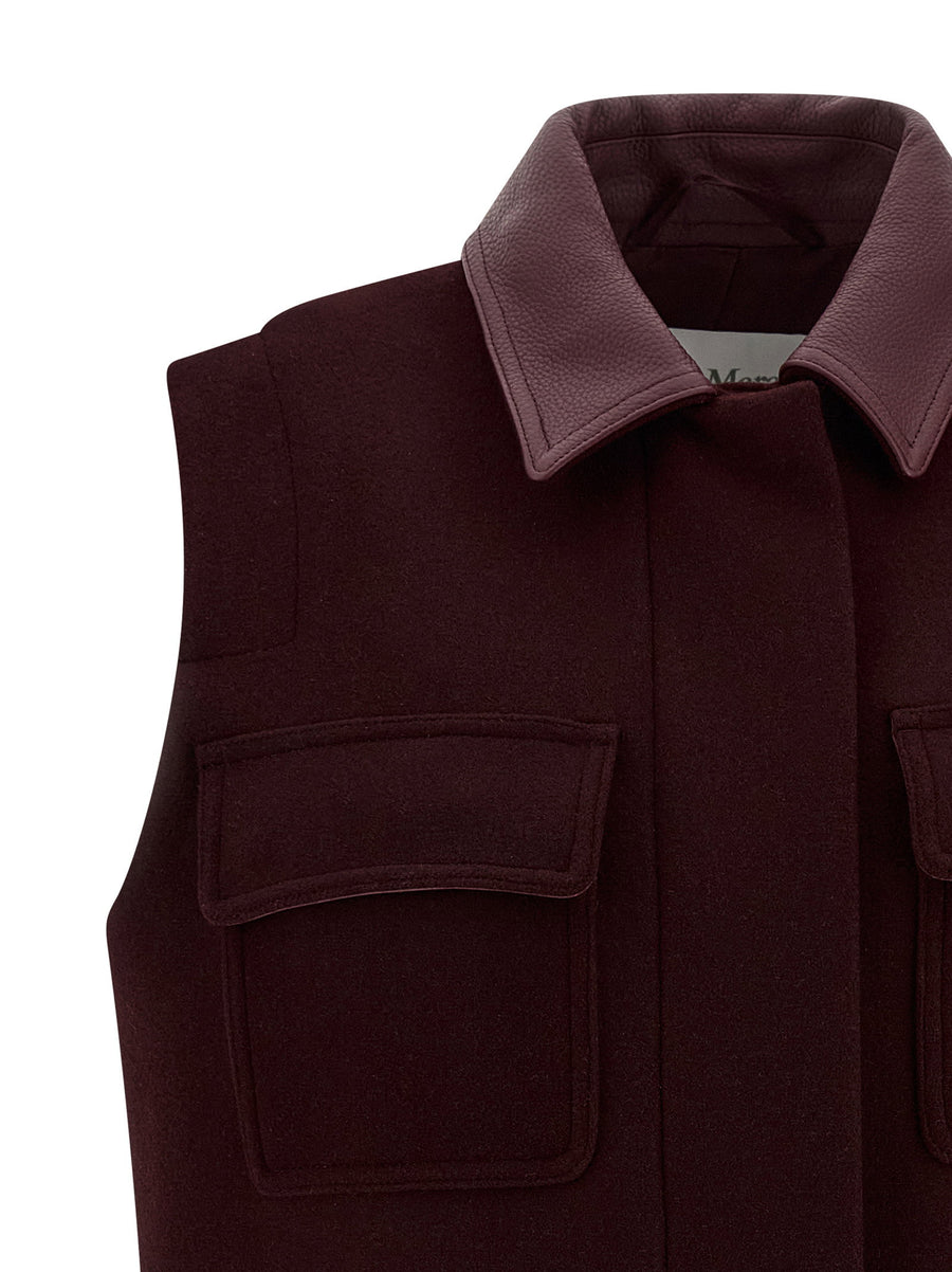Max Mara Aeroso1234 Vest for Women Luxurious Double Wool Blend Warmth and Sleek Silhouette in Bordeaux