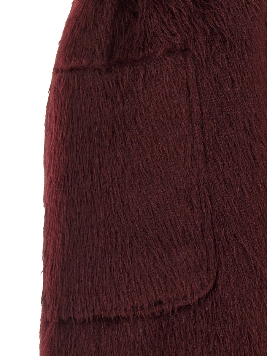 Max Mara Abbozzi Bordeaux Alpaca Wool Sleeveless Robe Coat With Removable Belt