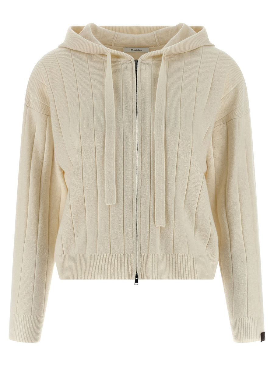 Cashmere Cardigan Rubiera By Max Mara Hooded Cropped White For Women Luxurious Warmth And Modern Tailoring