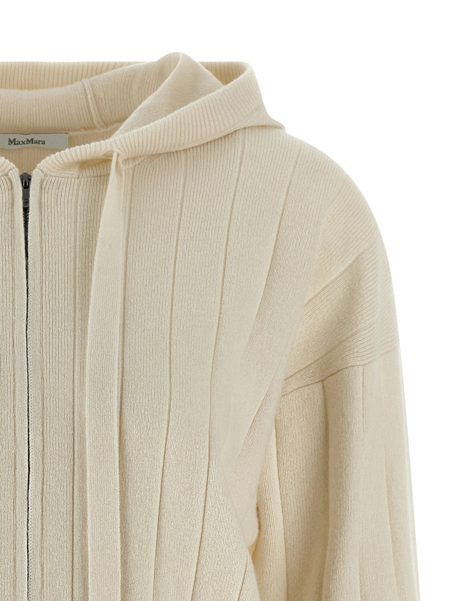 Cashmere Cardigan Rubiera By Max Mara Hooded Cropped White For Women Luxurious Warmth And Modern Tailoring