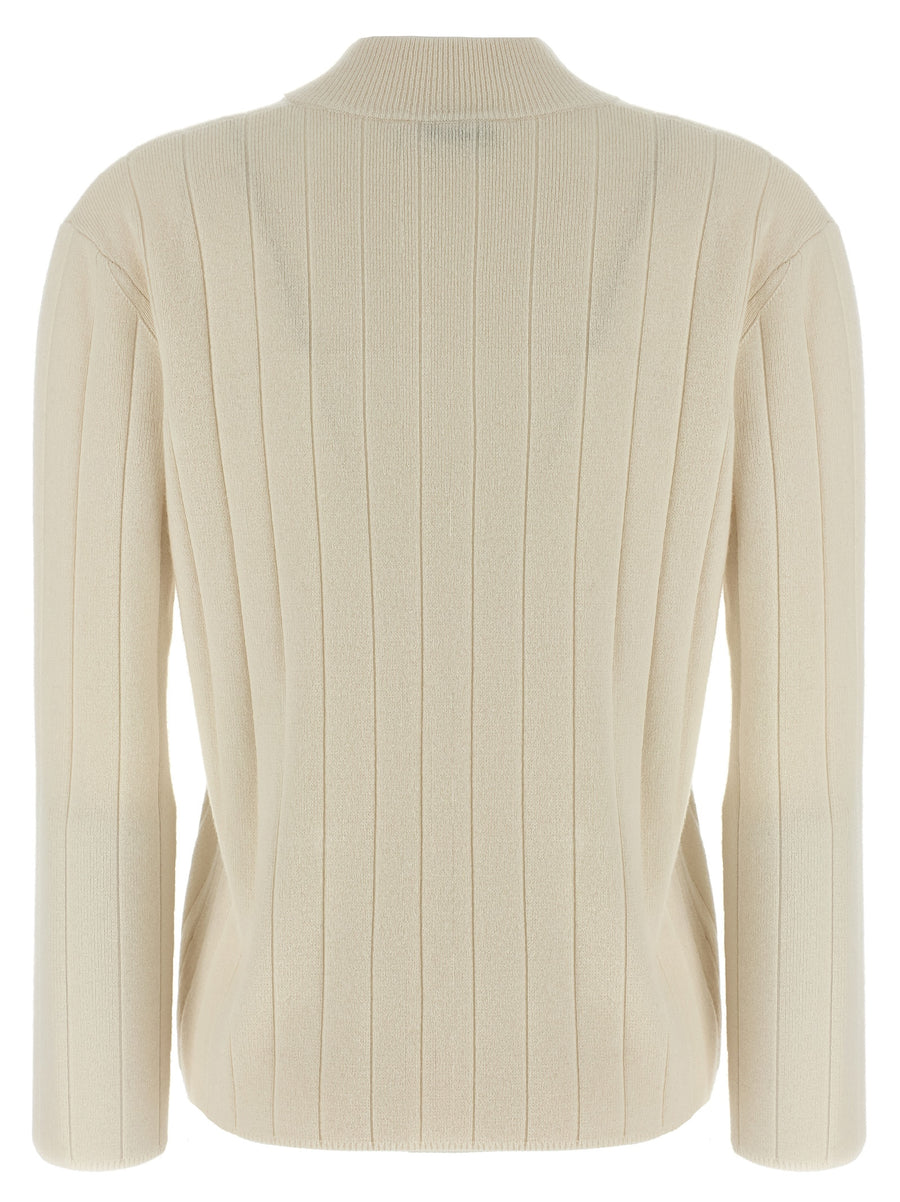 Max Mara Arten Cashmere Sweater For Women Luxurious Crossed V Neck With Logo Patch And Ribbed Knit