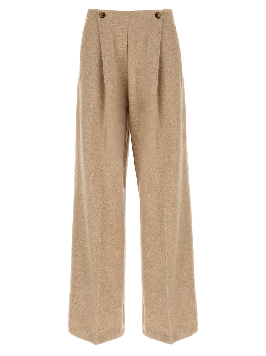 Max Mara Micenea Pants Beige Cashmere Blend Relaxed Loose Leg Trousers For Office To Weekend
