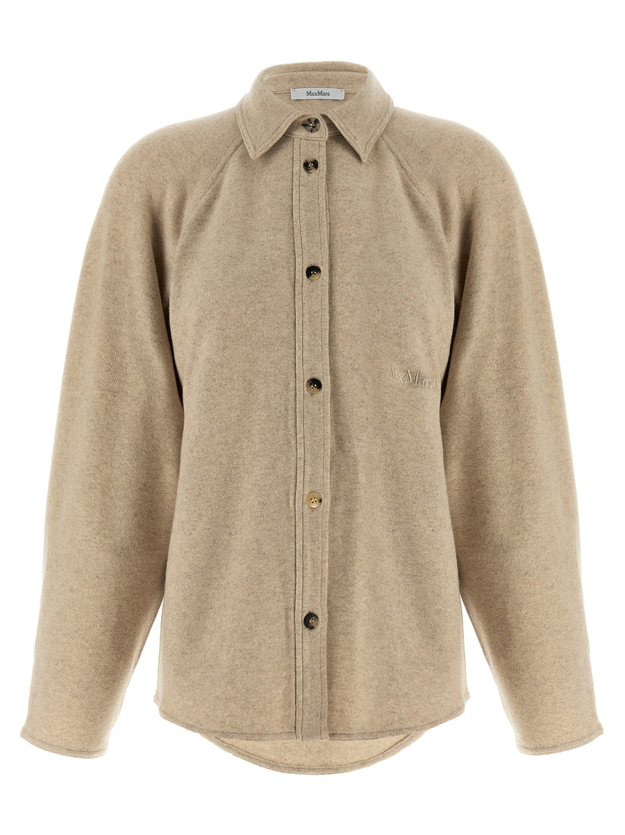 Max Mara Ceci Overshirt Luxury Cashmere-Blend Flannel For Women With Tone-On-Tone Logo Embroidery