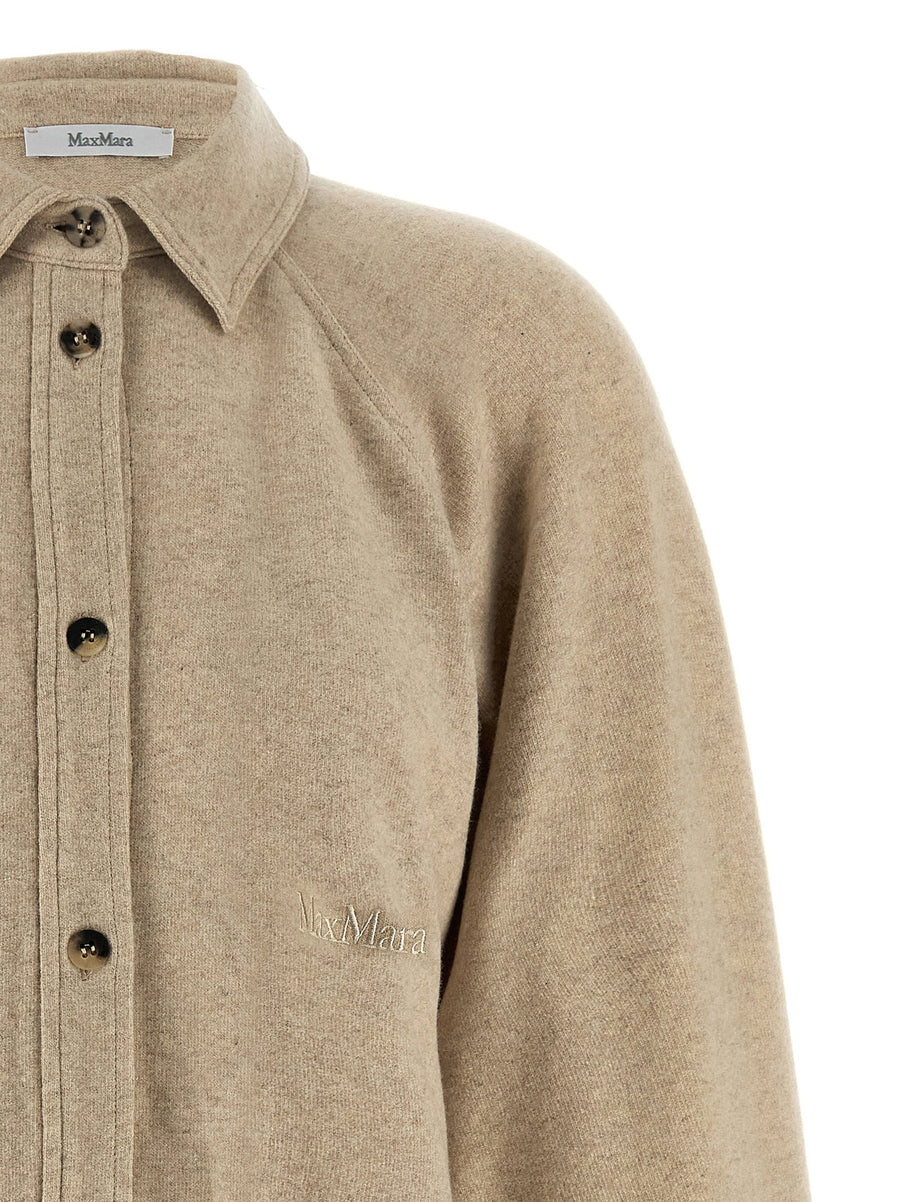 Max Mara Ceci Overshirt Luxury Cashmere-Blend Flannel For Women With Tone-On-Tone Logo Embroidery