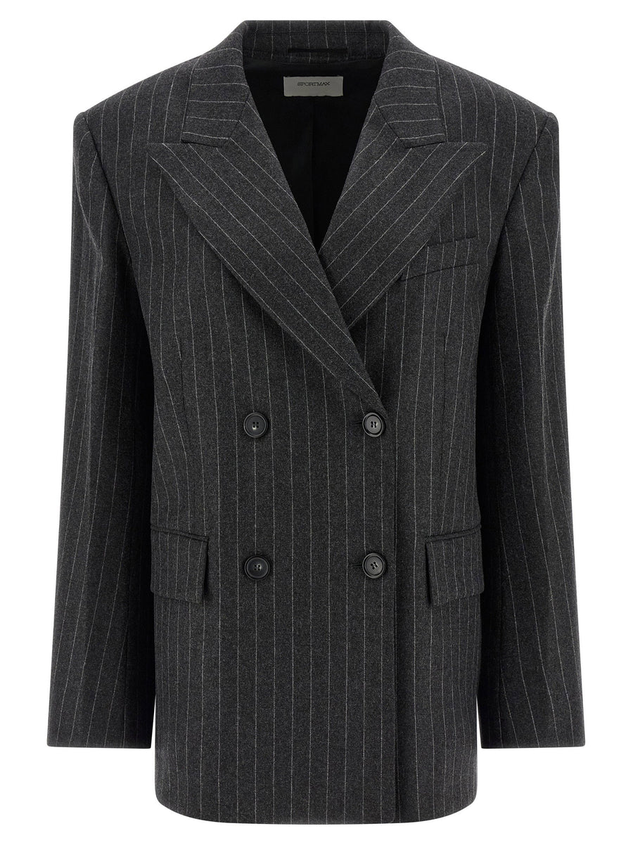 Sportmax Belford1234 Gray Wool Viscose Stretch Blazer For Women Tailored Comfort Desk To Evening