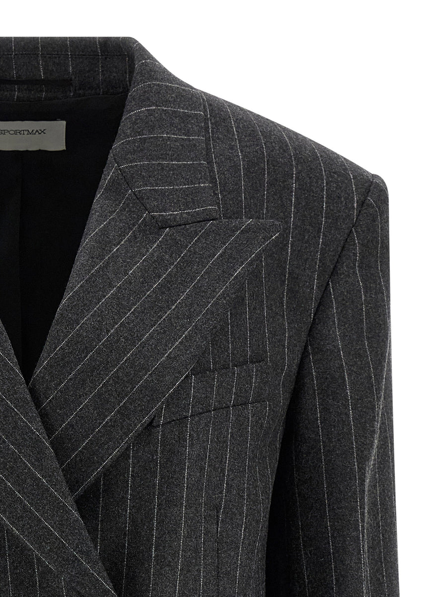 Sportmax Belford1234 Gray Wool Viscose Stretch Blazer For Women Tailored Comfort Desk To Evening