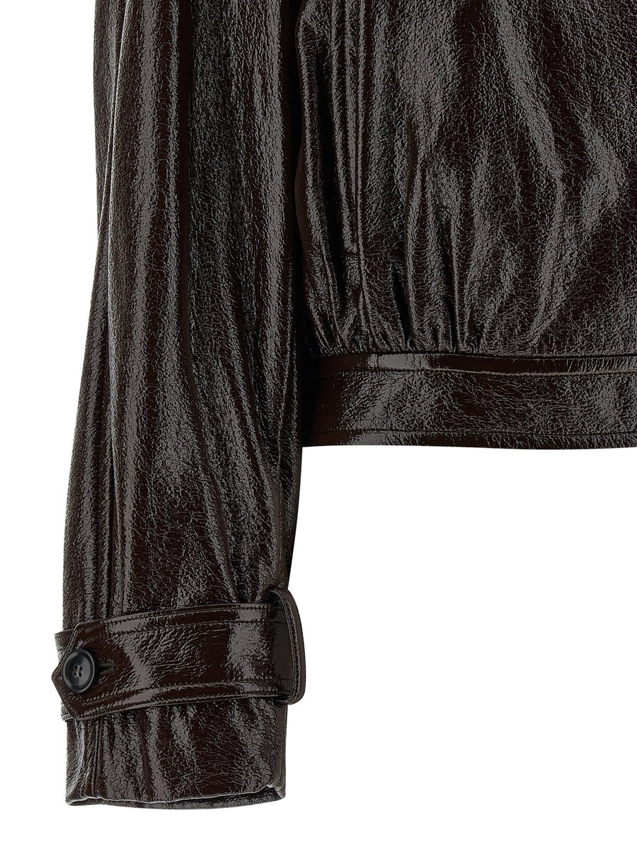 Beta1234 Trench Coat By Sportmax For Women Glossy Coated Cotton Modern Silhouette