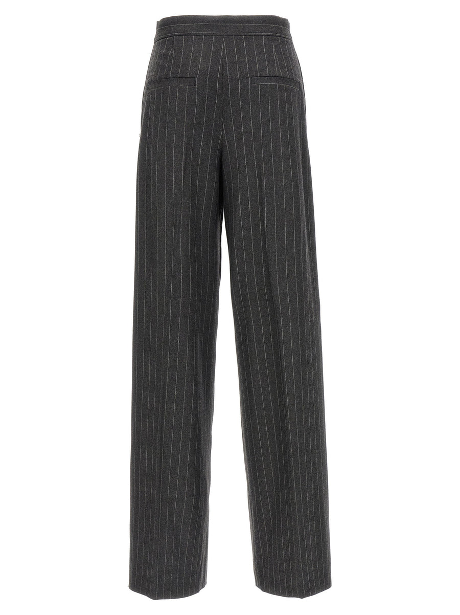 Sportmax Belgio1234 Pants Gray Wool Blend With Stretch Canvas Architectural Silhouette For Women Workwear Tailored
